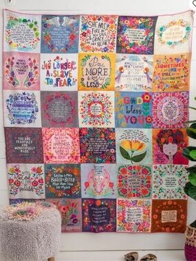 Natural Life Blessings XL Inspirational Patchwork Blanket or Wall Hanging